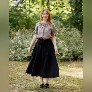 NWT La Petite Alice Violete Linen Skirt in Black Size Large Petite